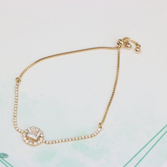 Chic Rose Gold Plated Adjustable A-Bracelet with Sparkling Design, XPAB0608 - Picture 7 of 11